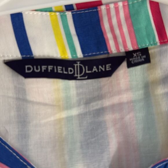 Duffield Lane 100% Cotton Lined Shift Dress Striped Knee Length Extra Small - Picture 9 of 10